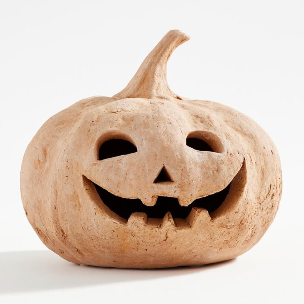 Pottery Barn Terracotta Jack-o-Lantern - Orange - MEDIUM